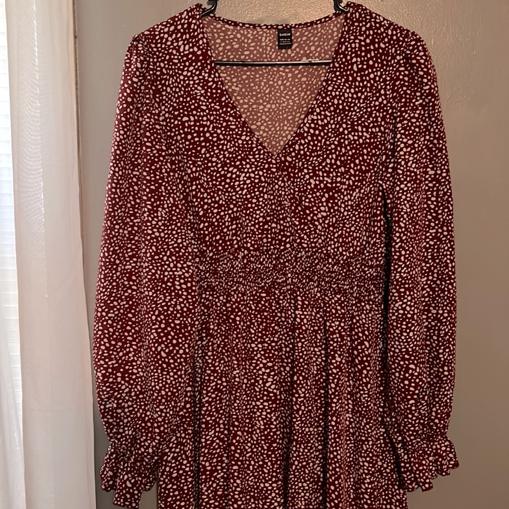 Shein maxi red and white dress